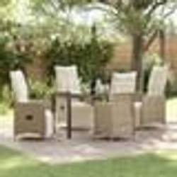 vidaXL Ensemble de salle à manger de jardin 5 pièces avec coussins en poly rotin beige