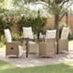 vidaXL Ensemble de repas de jardin 5 pièces avec coussins beige en rattan poly