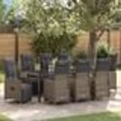 vidaXL Ensemble de salle à manger de jardin 9 pièces avec coussins en poly rotin beige