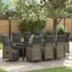 vidaXL Ensemble de salle à manger de jardin 9 pièces avec coussins en poly rotin beige