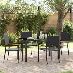 vidaXL Ensemble de jardin 5 pièces noir en rotin synthétique