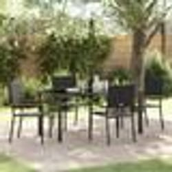 vidaXL Ensemble de Salle à Manger de Jardin 5 pièces en poly rattan noir