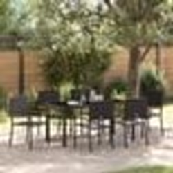 vidaXL Set de jardin 7 pièces en résine tressée noire