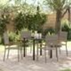 vidaXL Ensemble de salle à manger de jardin 5 pièces en poly rotin gris