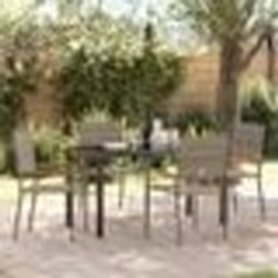 vidaXL Ensemble de Salle à Manger de Jardin 5 Pièces Gris en Rattan