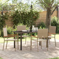 Vidaxl Ensemble De Salle À Manger Pour Jardin 5 Pcs Beige Poly Rotin