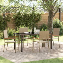 vidaXL Ensemble de salle à manger pour jardin 5 pcs Beige Poly rotin