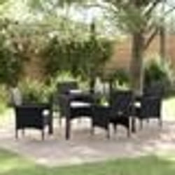 vidaXL ensemble de jardin de 5 pièces en poly rattan noir