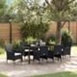 vidaXL Ensemble de jardin de 7 pièces en poly rattan noir