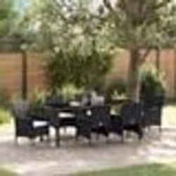 vidaXL Ensemble de jardin 7 pièces en poly rotin noir