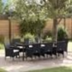 vidaXL Ensemble de Salle à Manger de Jardin 9 Pièces en Poly Rattan Noir