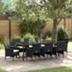 vidaXL Ensemble de Salle à Manger de Jardin 9 Pièces en Poly Rattan Noir