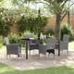 vidaXL Ensemble de salle à manger de jardin en poly rattan gris, 5 pièces