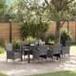 vidaXL Ensemble de repas de jardin 7 pièces en poly rotin gris