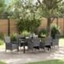 vidaXL Ensemble de repas de jardin 7 pièces en poly rotin gris