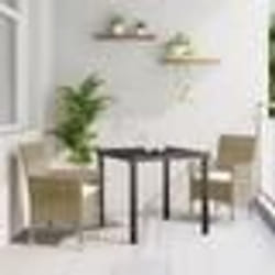 vidaXL Ensemble de jardin de 3 pièces en poly rotin beige de
