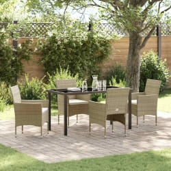 vidaXL Ensemble de salle à manger de jardin 5 pièces en poly rotin beige