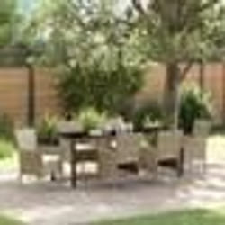 vidaXL Set de jardin de 7 pièces en poly rotin beige.