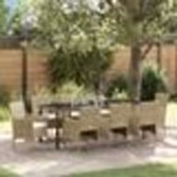 vidaXL Set de jardin de 9 pièces en poly rattan beige.