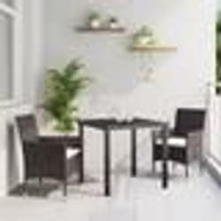 vidaXL Ensemble de salle à manger de jardin , 3 pièces en poly rotin marron