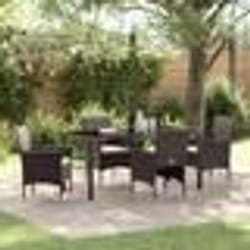 vidaXL Set de table de jardin 5 pièces en poly rotin marron