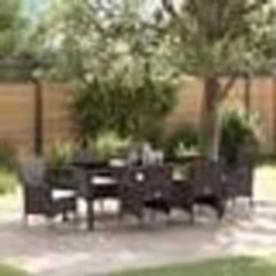 vidaXL Ensemble de salle à manger de jardin 7 pièces en poly rotin marron