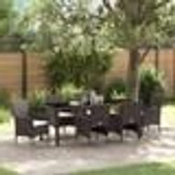 vidaXL Ensemble de salle à manger de jardin 7 pièces en poly rotin marron