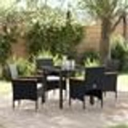 vidaXL Ensemble de jardin de 5 pièces en rotin noir