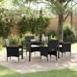 vidaXL Ensemble de jardin de 5 pièces en poly rattan noir.