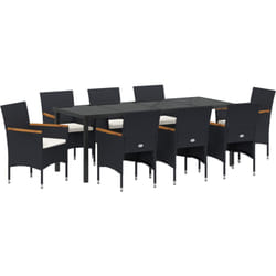 Vidaxl - Set de jardin 9 pièces en rattan poly noir.