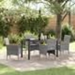 vidaXL Ensemble de jardin de 5 pièces - Rotin synthétique gris