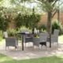 vidaXL Set de jardin 5 pièces en rotin poly gris