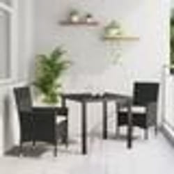 vidaXL Ensemble de jardin en 3 pièces avec coussins en rattan poly noir