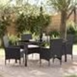 vidaXL Ensemble de salle à manger de jardin 5 pièces , avec coussins, en noir, en poly rotin.