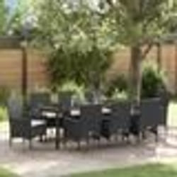vidaXL Ensemble de Jardin 9 Pièces avec Coussins Noir Rattan Tressé