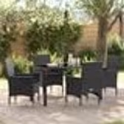 vidaXL Ensemble de jardin 5 pièces avec coussins noirs en rattan synthétique
