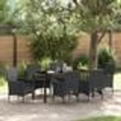 vidaXL Ensemble de jardin 7 pièces avec coussins, en rotin synthétique noir