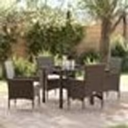 vidaXL Set de jardin 5 pièces avec des coussins en poly rotin marron