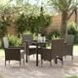 vidaXL Set de jardin 5 pièces avec des coussins en poly rotin marron