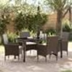 vidaXL Set de salle à manger de jardin 5 pièces avec coussins en polyrotin marron