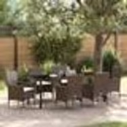 vidaXL Ensemble de jardin 7 pièces avec coussins en poly rotin marron