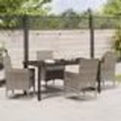 vidaXL Ensemble de jardin 5 pièces avec des coussins gris en poly rotin