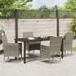 vidaXL Ensemble de jardin 5 pièces avec des coussins gris en poly rotin