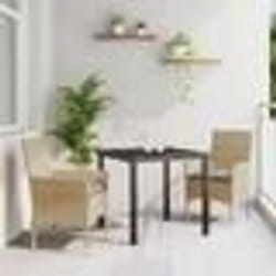 vidaXL Ensemble de Dîner de Jardin 3 Pièces avec Coussins Beige en Poly Rattan.