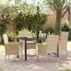 vidaXL Ensemble de salle à manger de jardin 5 pièces avec des coussins beige en polyrotin