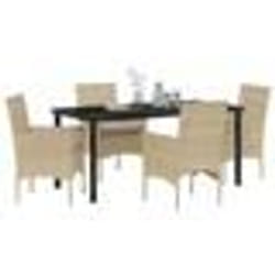 vidaXL Ensemble salle à manger de jardin 5 pièces avec coussins beige en polyrotin
