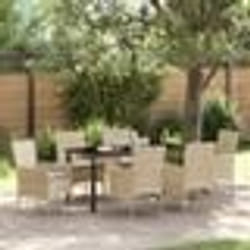 vidaXL Ensemble de salle à manger de jardin 7 pièces avec des coussins en poly rotin beige.