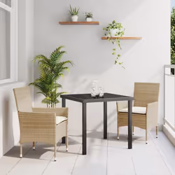 vidaXL Ensemble de jardin 3 pièces avec coussins en poly rotin beige
