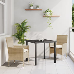 vidaXL Ensemble de jardin 3 pièces avec coussins en poly rotin beige
