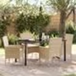 vidaXL Ensembles de jardin 5 pièces avec coussins beige en poly rotin